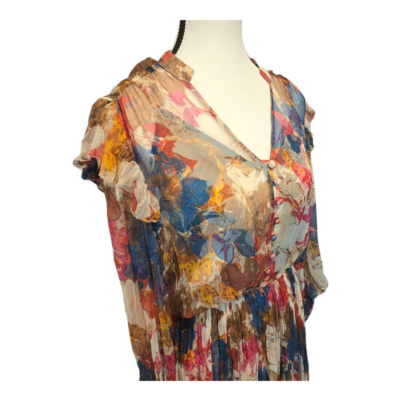 Sundance Trieste Romance Dress Womens PXS Chiffon Ruffles Artsy Cottagecore - Picture 4 of 16